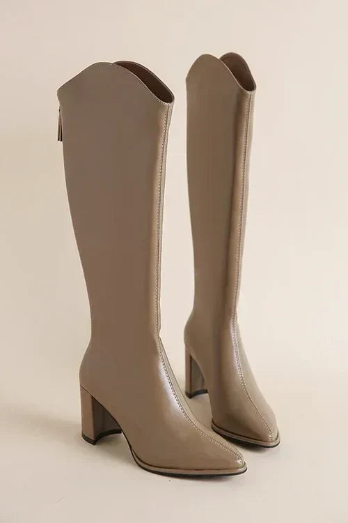 Robyn – Cizme de damă până la genunchi, cu vârf ascuțit și toc gros