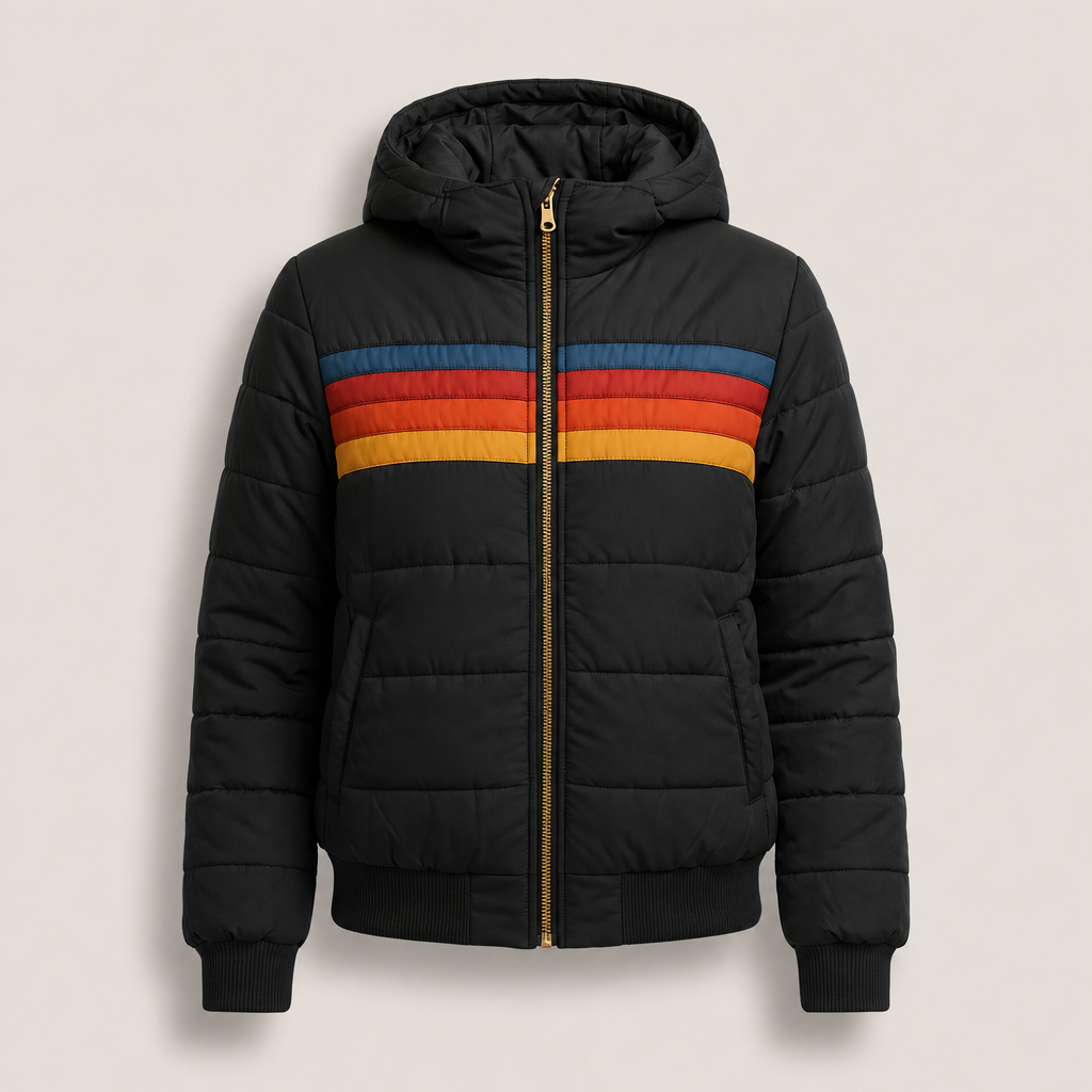 Women's Quilted Hooded Puffer Jacket - Black