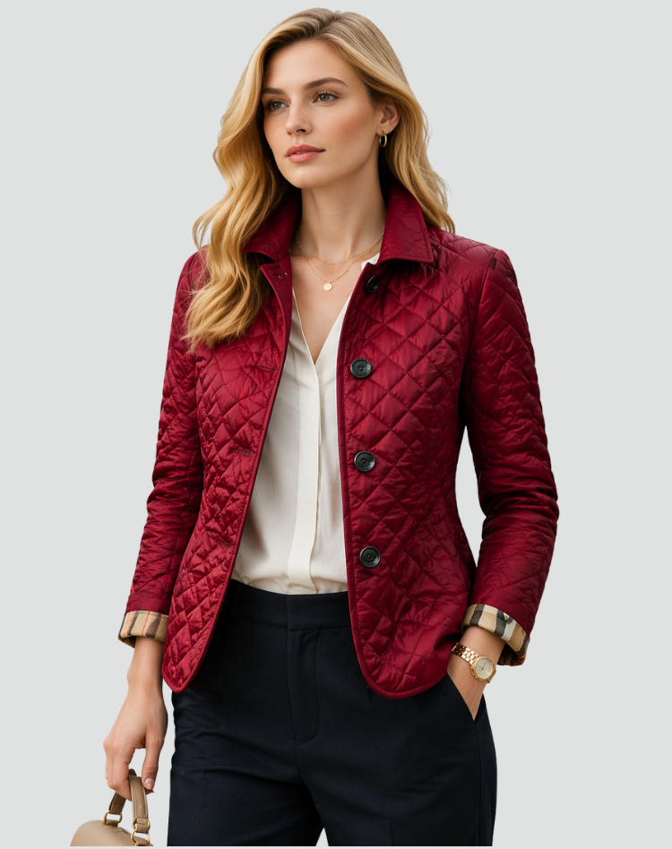 Women's Quilted Jacket Regular Fit - Wine Red