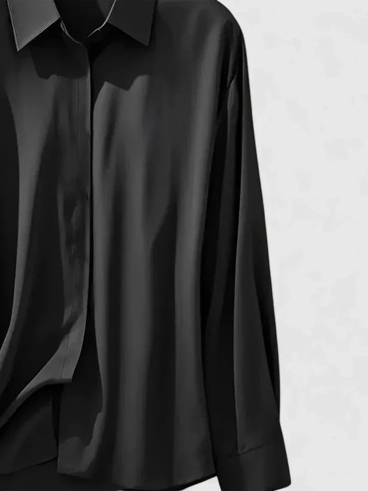Silke - Women's Satin Shirt with Concealed Placket