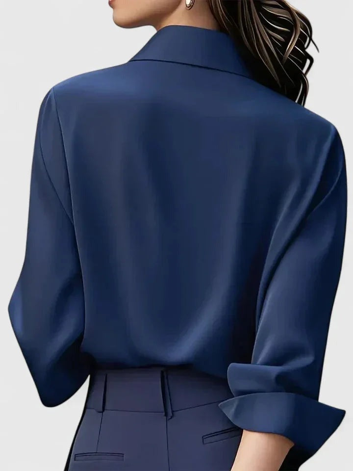 Magnolia - Women's Satin Shirt with Concealed Placket
