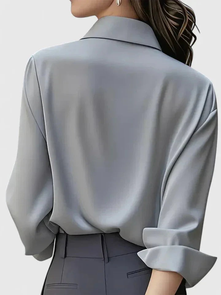 Magnolia - Women's Satin Shirt with Concealed Placket