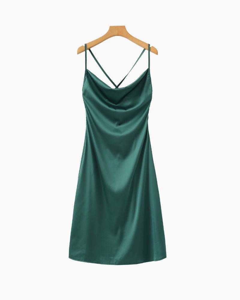 Women's Satin Slip Dress - Green