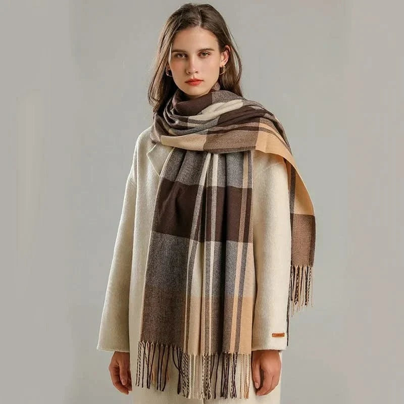 Women's Soft Checked Scarf - Brown