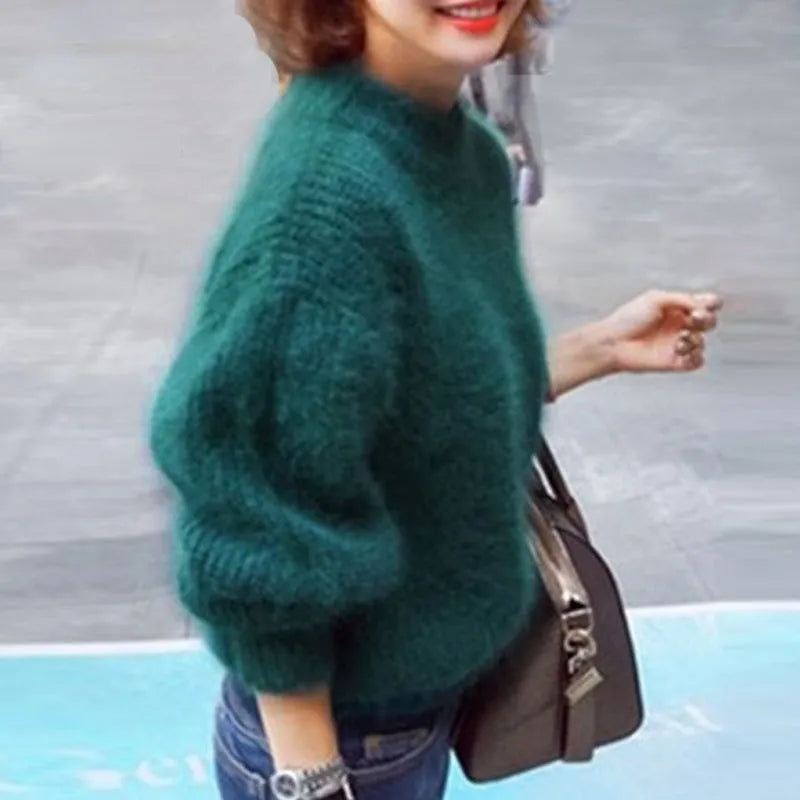 Women's Soft Knit Sweater with Stand Up Collar - photo 7