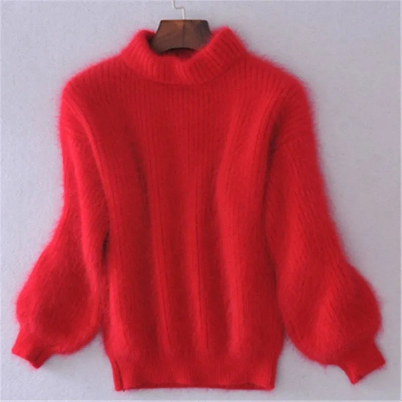 Women's Soft Knit Sweater with Stand Up Collar - photo 8