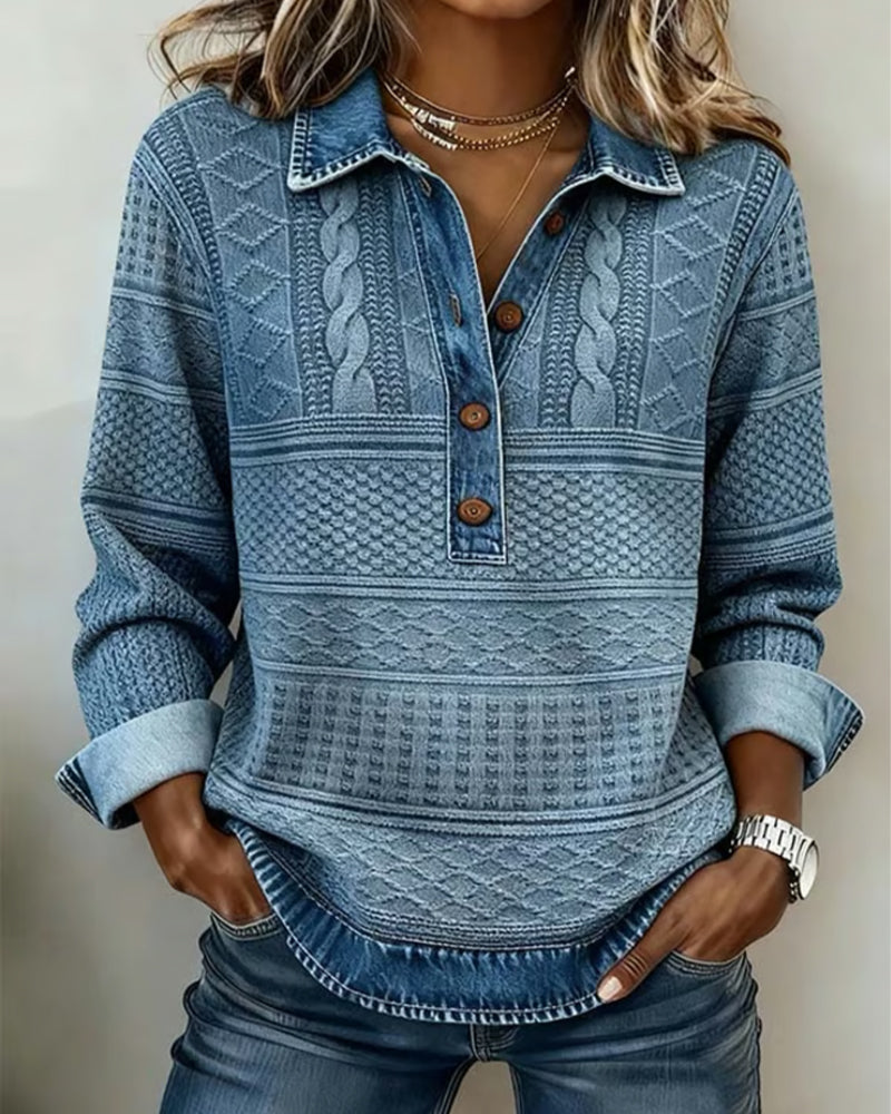 Mona - Women's Sweater with Button-Up Cable Knit - photo 1