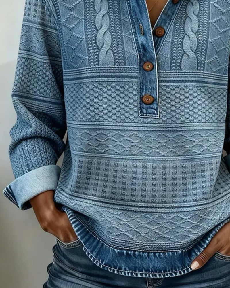 Mona - Women's Sweater with Button-Up Cable Knit - photo 2