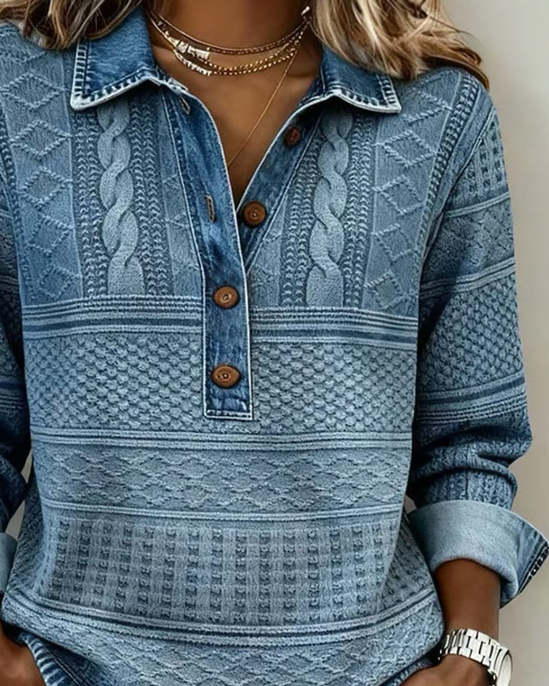 Mona - Women's Sweater with Button-Up Cable Knit - photo 3