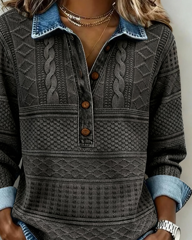 Mona - Women's Sweater with Button-Up Cable Knit - photo 6