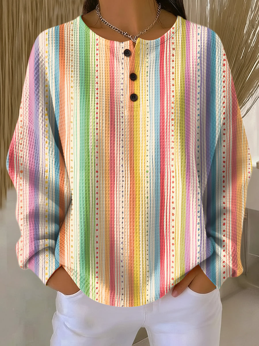 Mae - Women's Sweater with Patterned Waffle Knit Relaxed Fit - photo 10