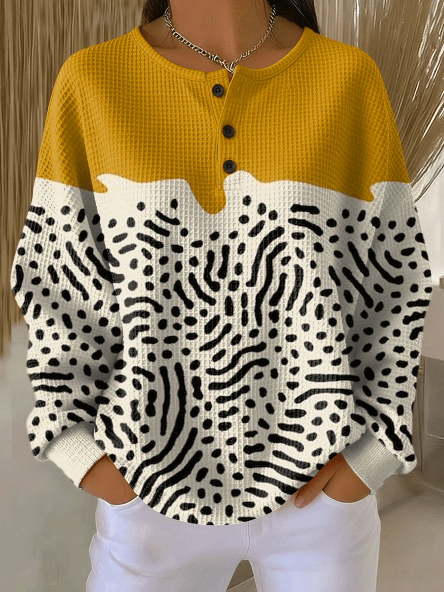 Mae - Women's Sweater with Patterned Waffle Knit Relaxed Fit - photo 13