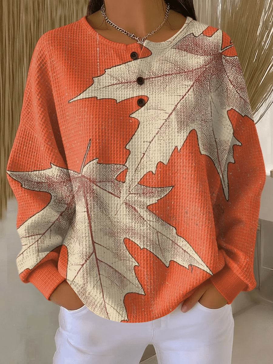 Mae - Women's Sweater with Patterned Waffle Knit Relaxed Fit - photo 14