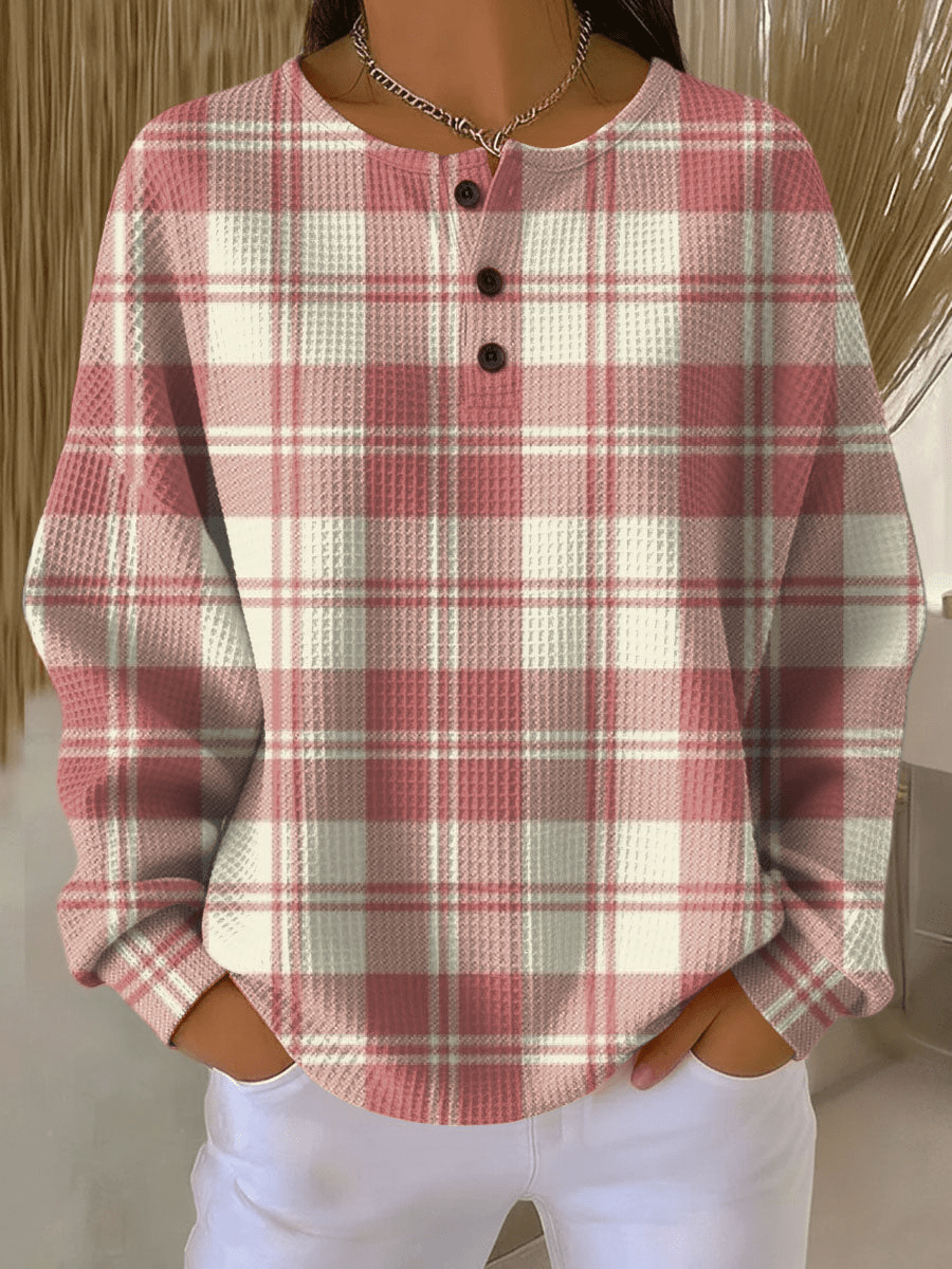 Mae - Women's Sweater with Patterned Waffle Knit Relaxed Fit - photo 15