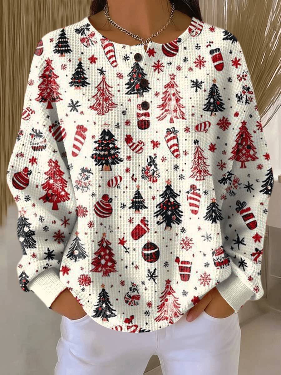 Mae - Women's Sweater with Patterned Waffle Knit Relaxed Fit - photo 16