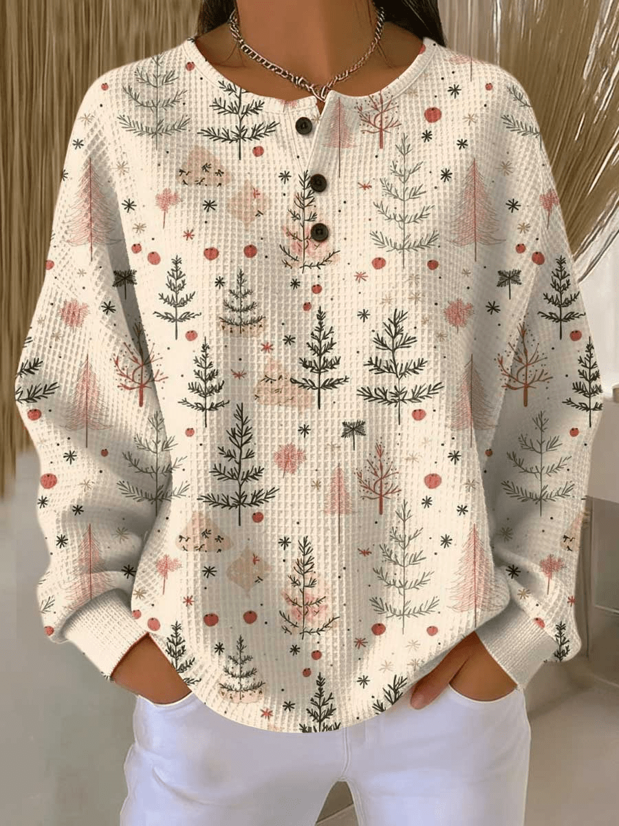 Mae - Women's Sweater with Patterned Waffle Knit Relaxed Fit - photo 17