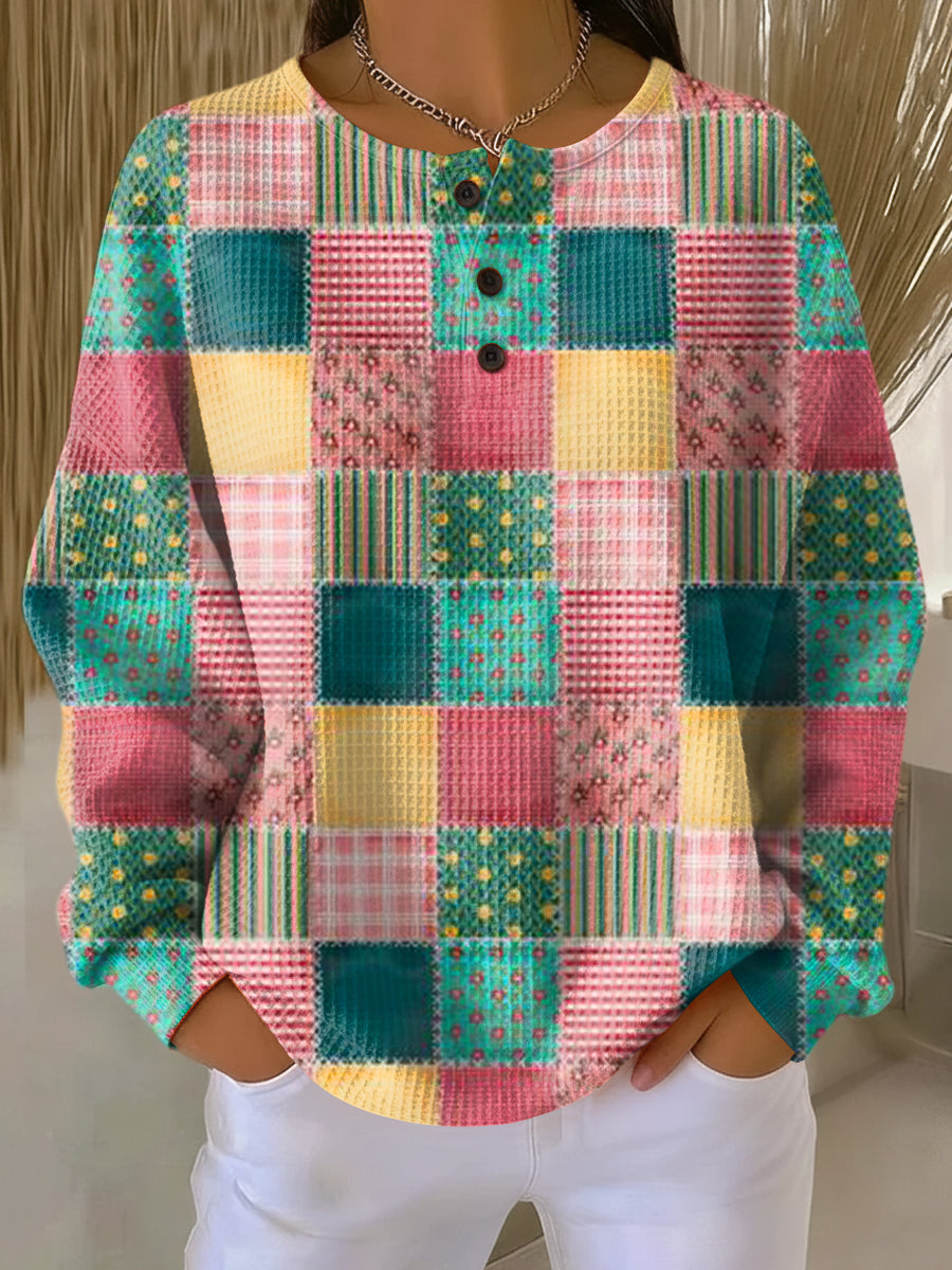 Mae - Women's Sweater with Patterned Waffle Knit Relaxed Fit - photo 20
