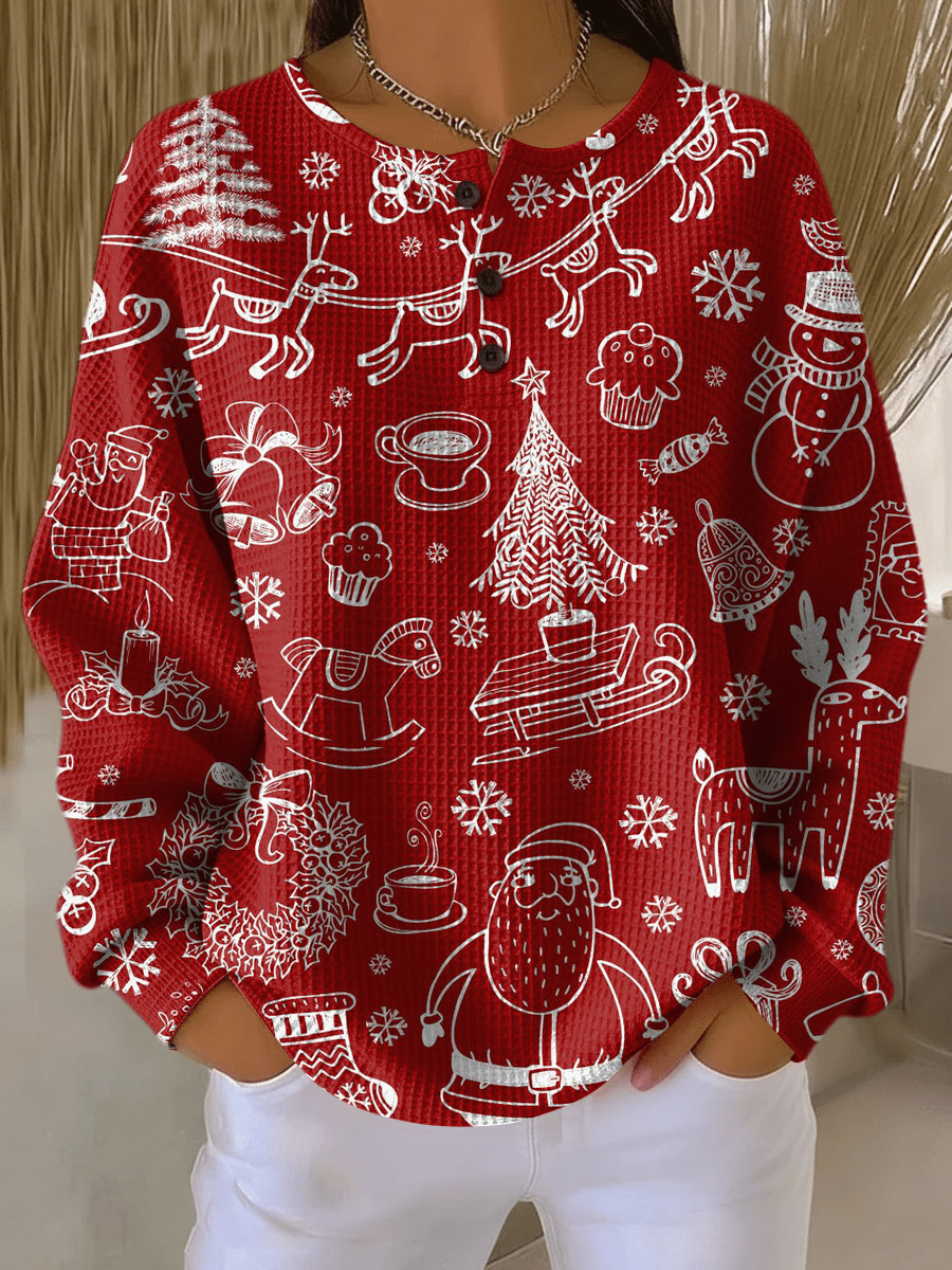 Mae - Women's Sweater with Patterned Waffle Knit Relaxed Fit - photo 21