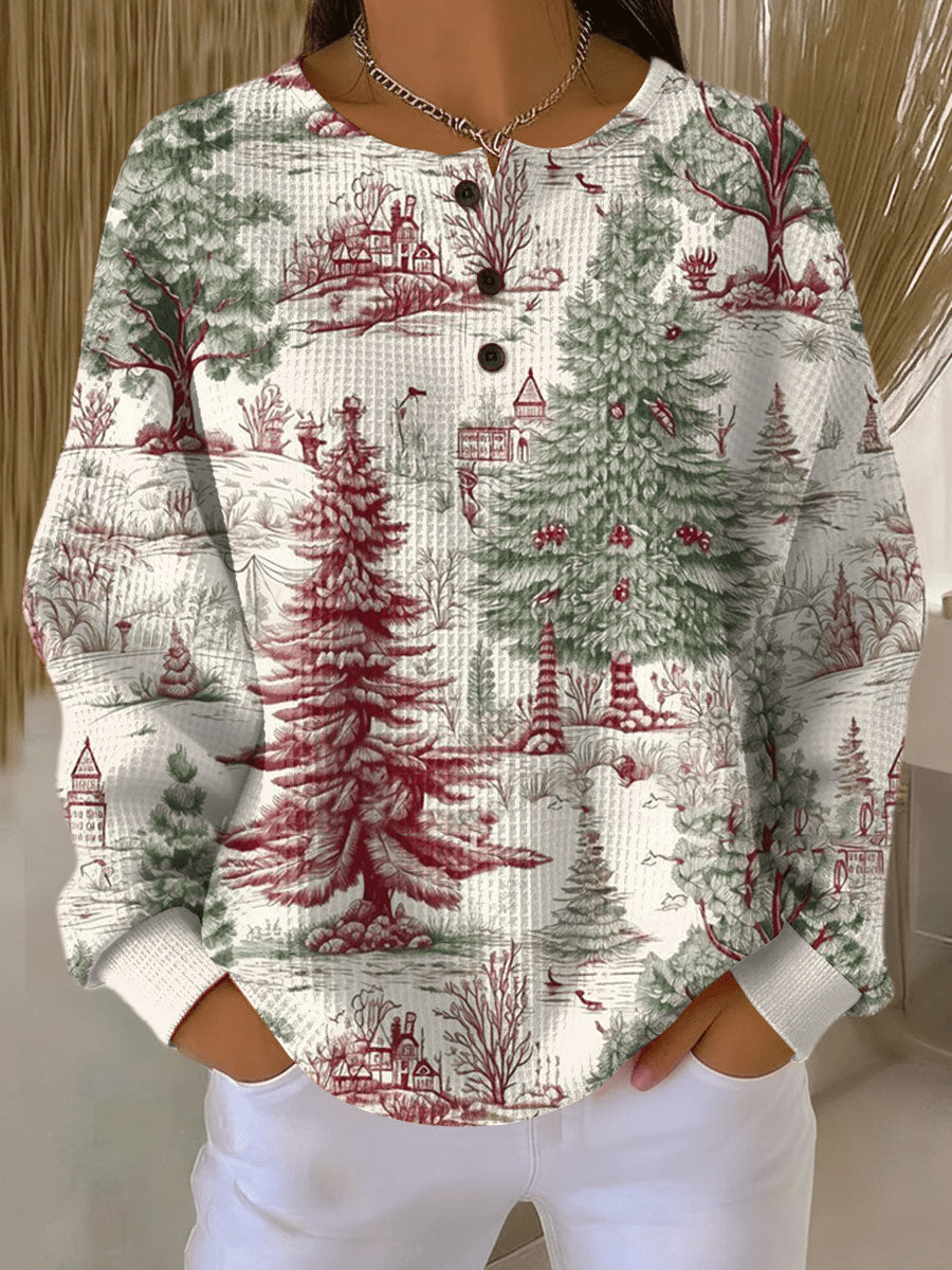 Mae - Women's Sweater with Patterned Waffle Knit Relaxed Fit - photo 22