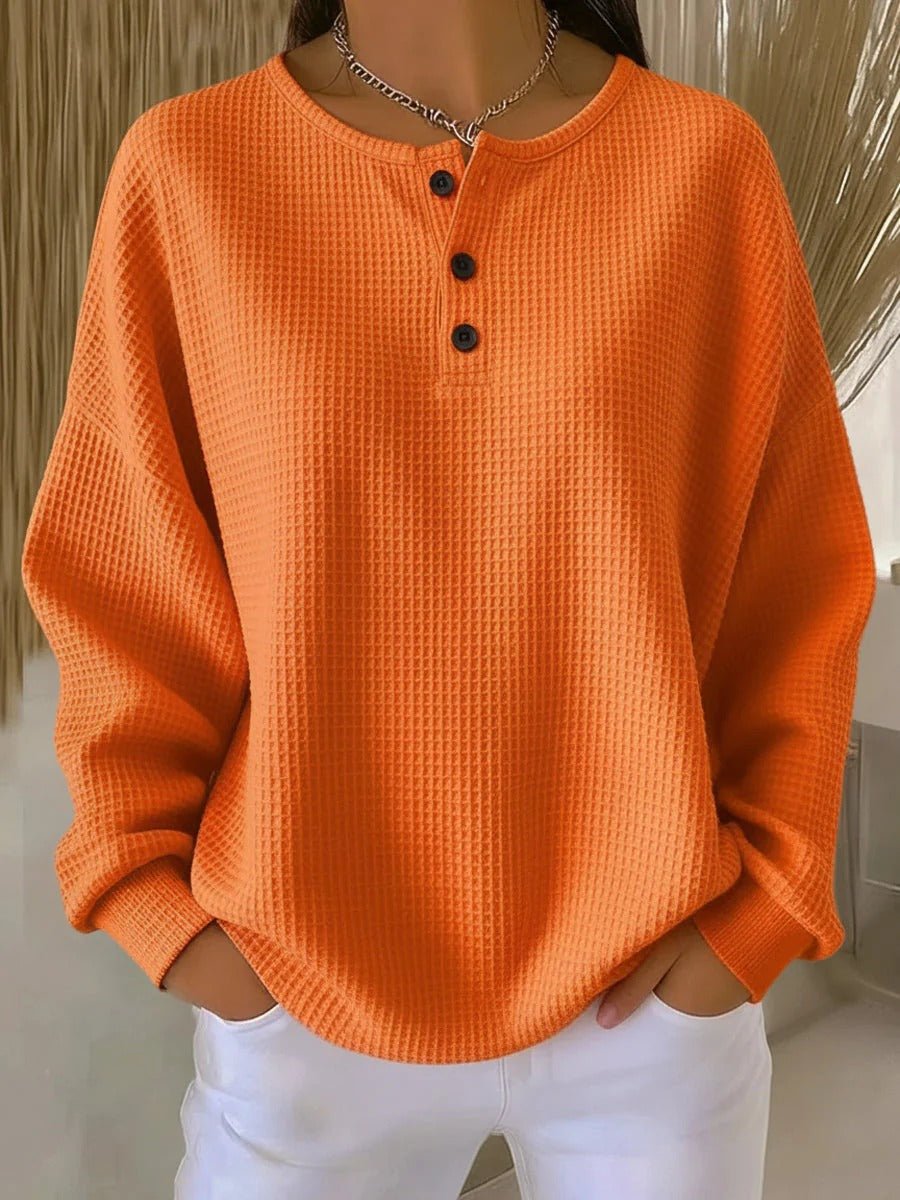 Mae - Women's Sweater with Patterned Waffle Knit Relaxed Fit - photo 7