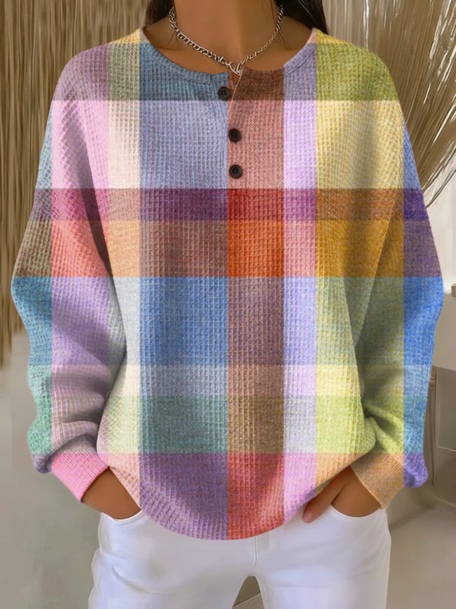 Mae - Women's Sweater with Patterned Waffle Knit Relaxed Fit - photo 9