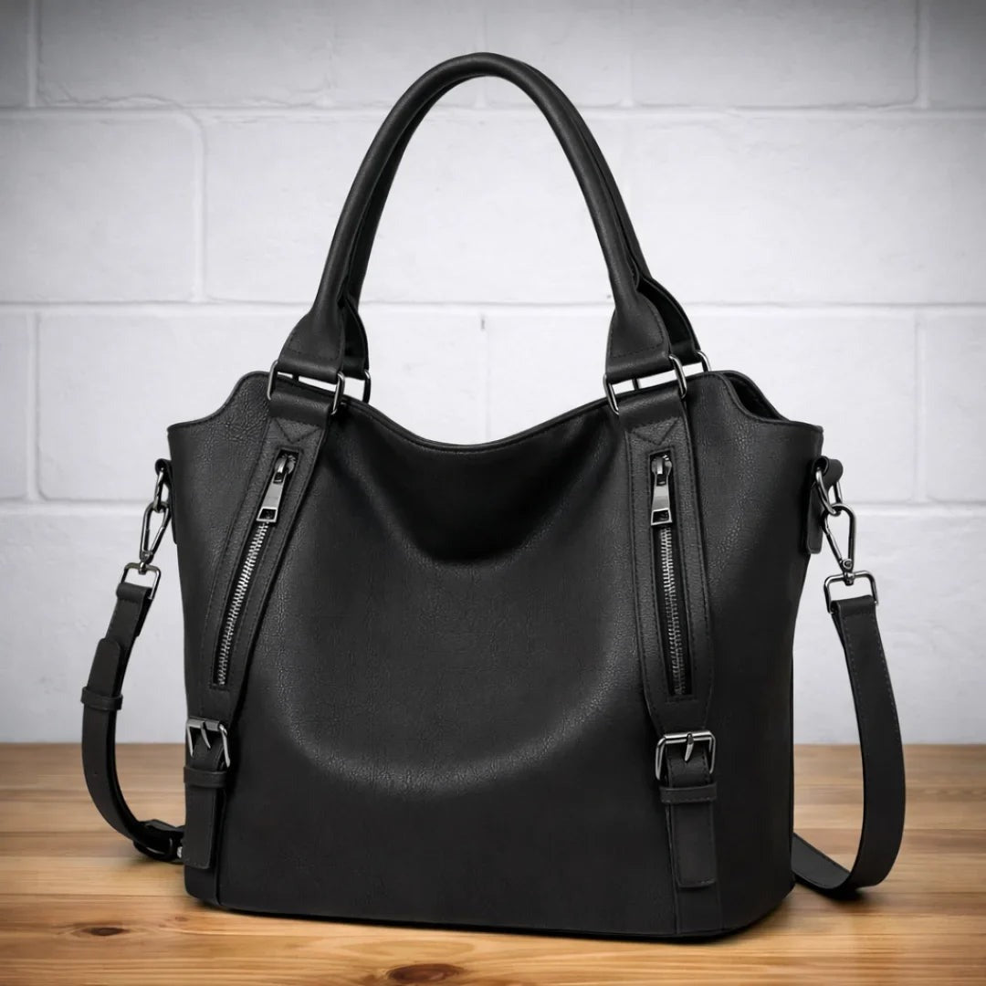 Flora - Women's Slouchy Shoulder Bag with Zip Pockets