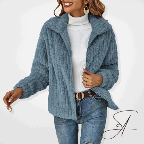 Harriet – Jachetă din fleece tip teddy pentru femei, cu guler cu rever