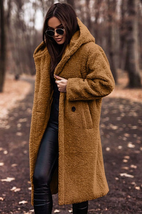 Women's Teddy Hooded Coat with Wide Lapels - photo 11