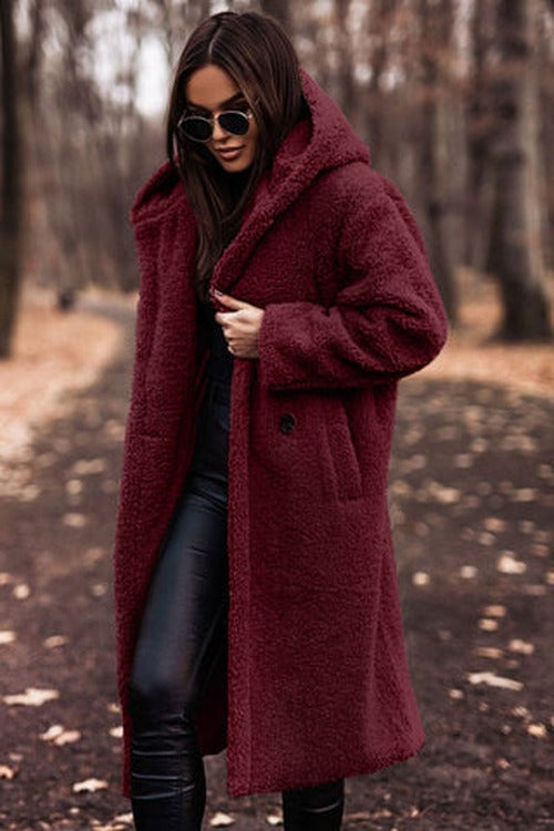 Women's Teddy Hooded Coat with Wide Lapels - photo 13