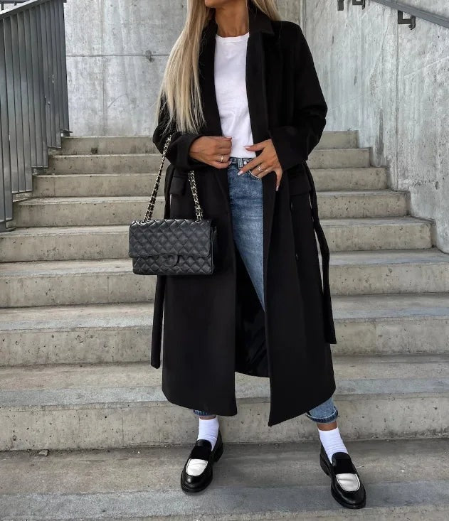 Women's Double Breasted Tie Waist Trench Coat - photo 4