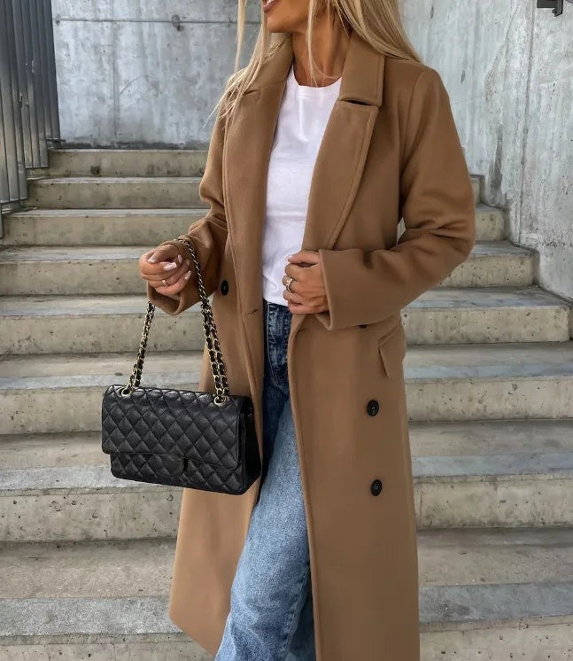 Women's Double Breasted Tie Waist Trench Coat - photo 5