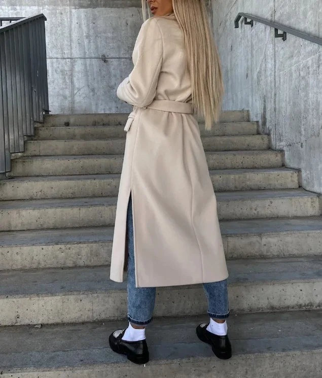 Women's Double Breasted Tie Waist Trench Coat - photo 7