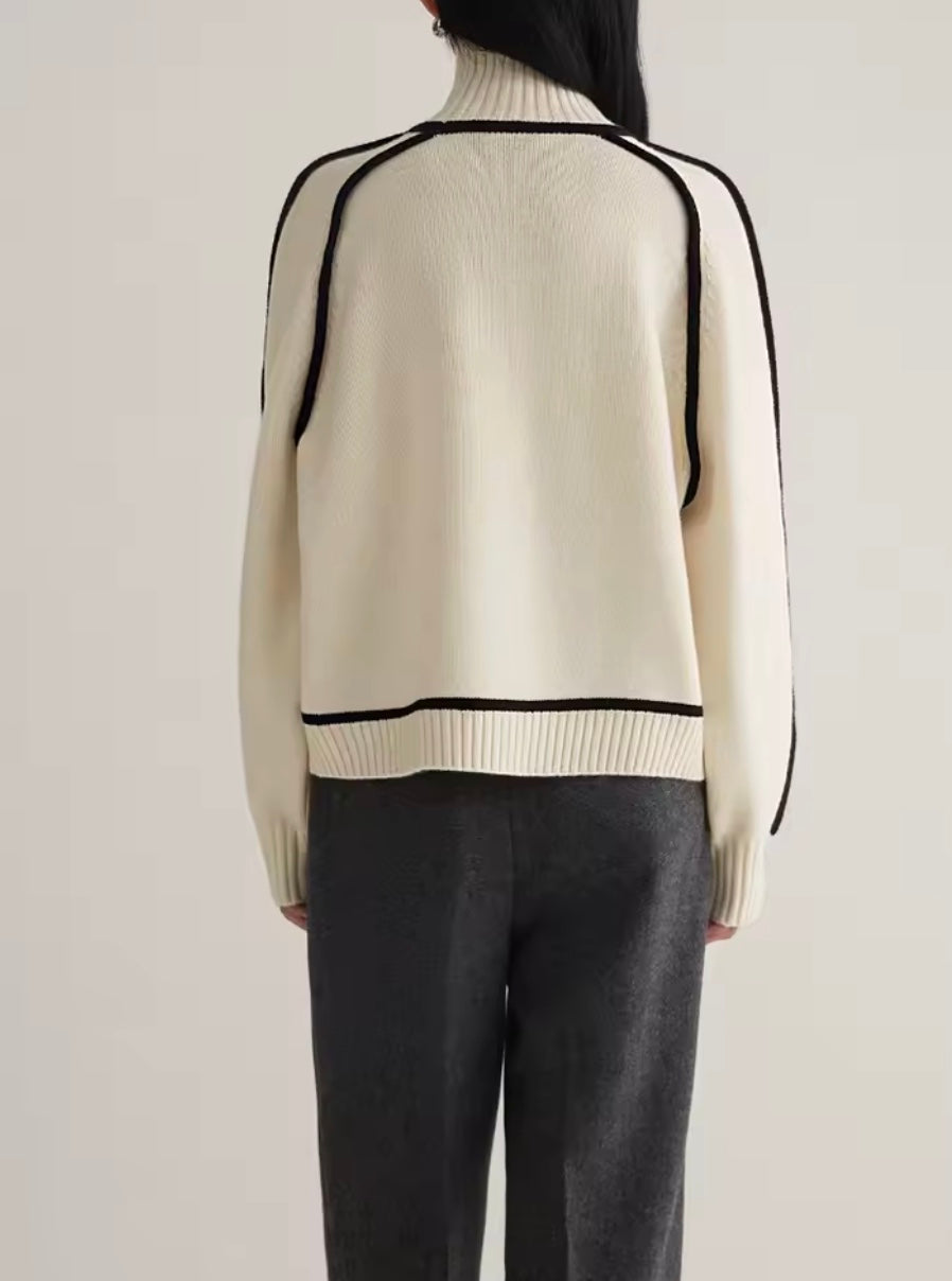 Women's Turtleneck Sweater with Contrast Edging - photo 6