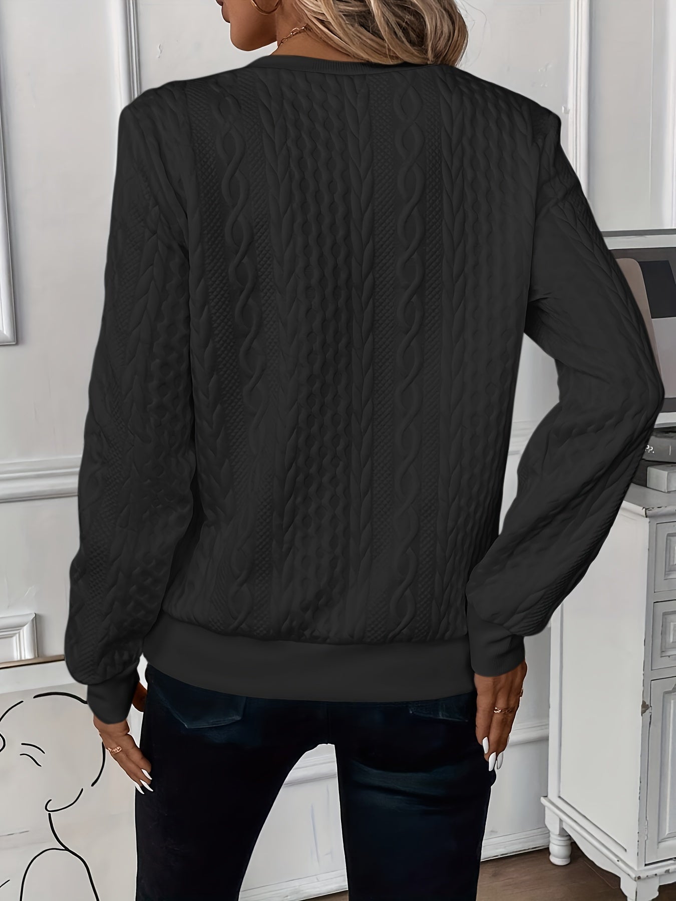 Women's Twisted Knit Sweater with Neck Zip - photo 8