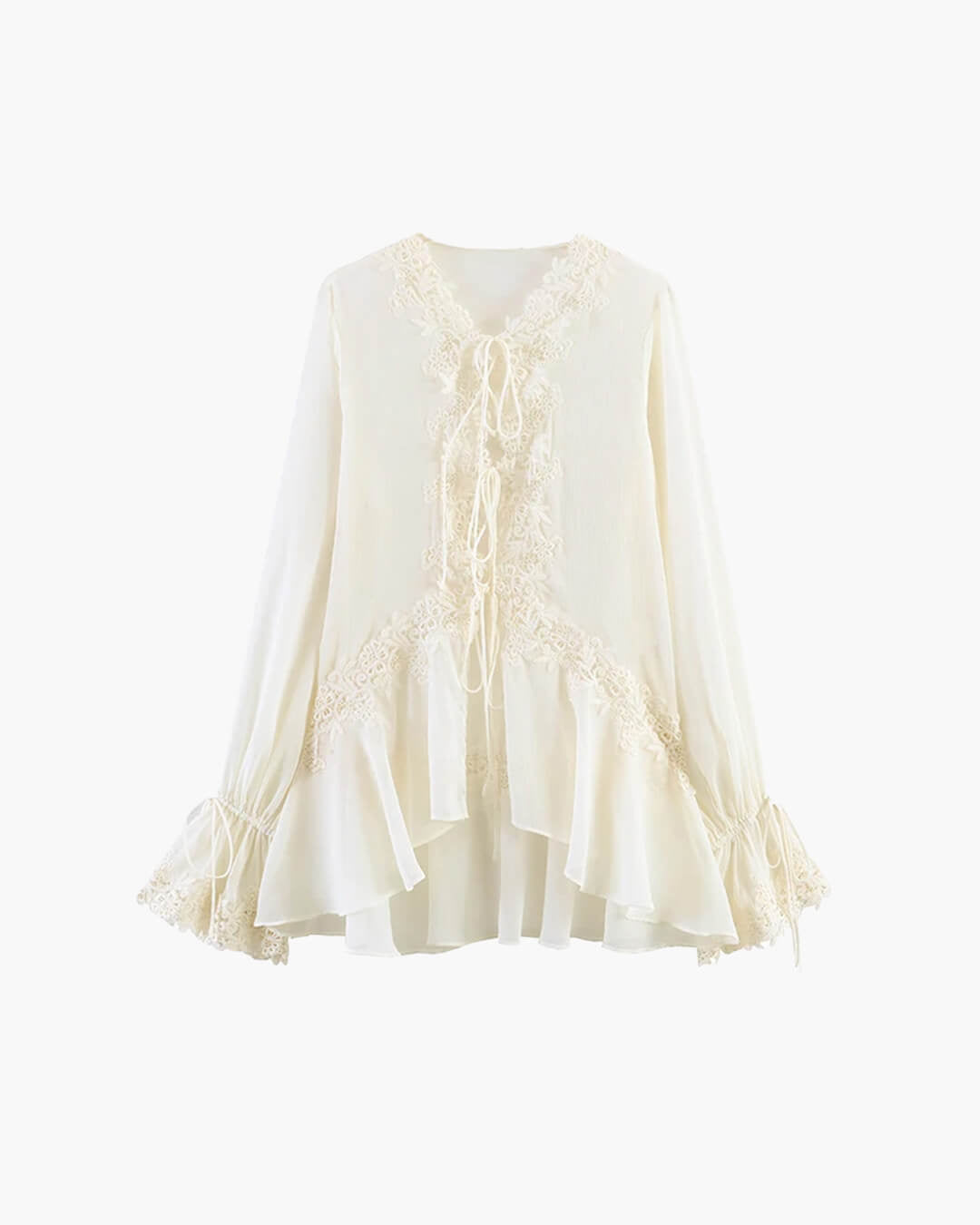 Carol - Cardigan bianco da donna in pizzo con abbottonatura frontale