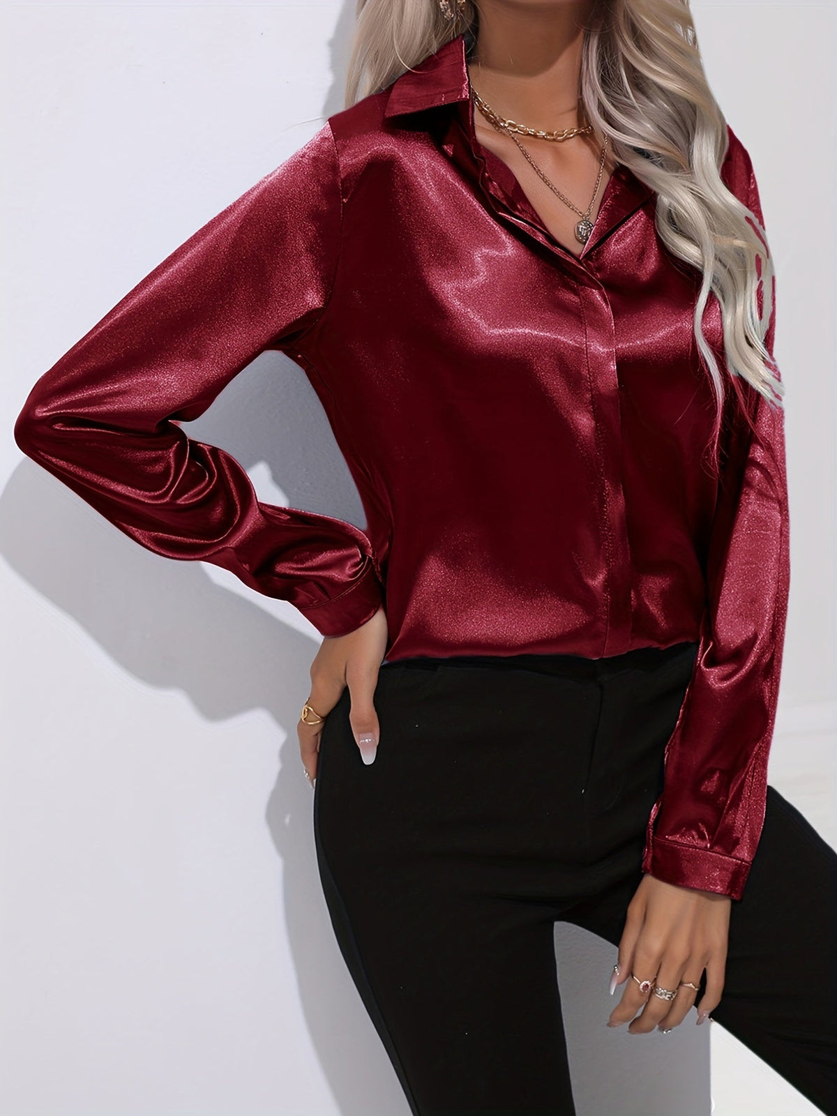 Women's Zariah - Elegant Satin Blouse in Chic Style