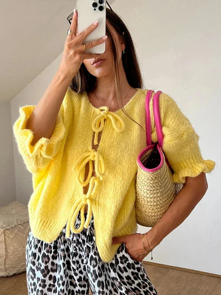Xaviera - Women's Knitted Cardigan with Long Sleeves - photo 1
