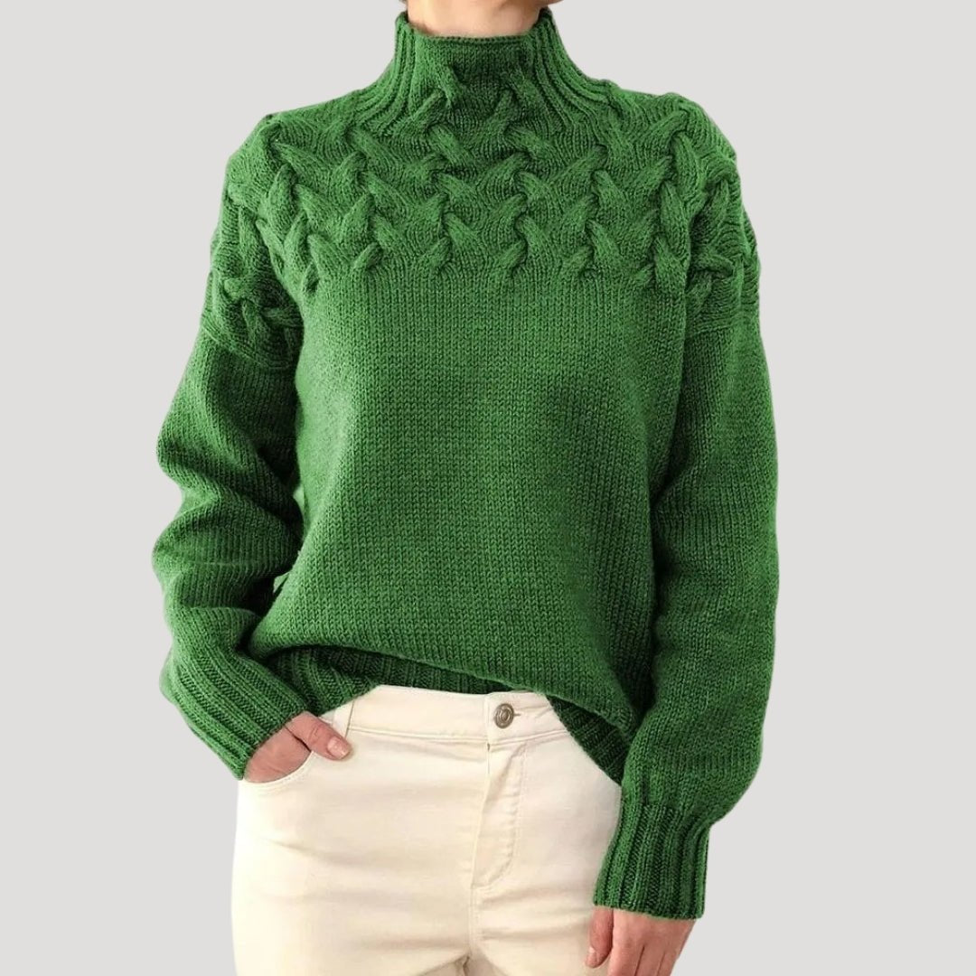 Xena - Women's Cable Knit Turtleneck Pullover Sweater - photo 2