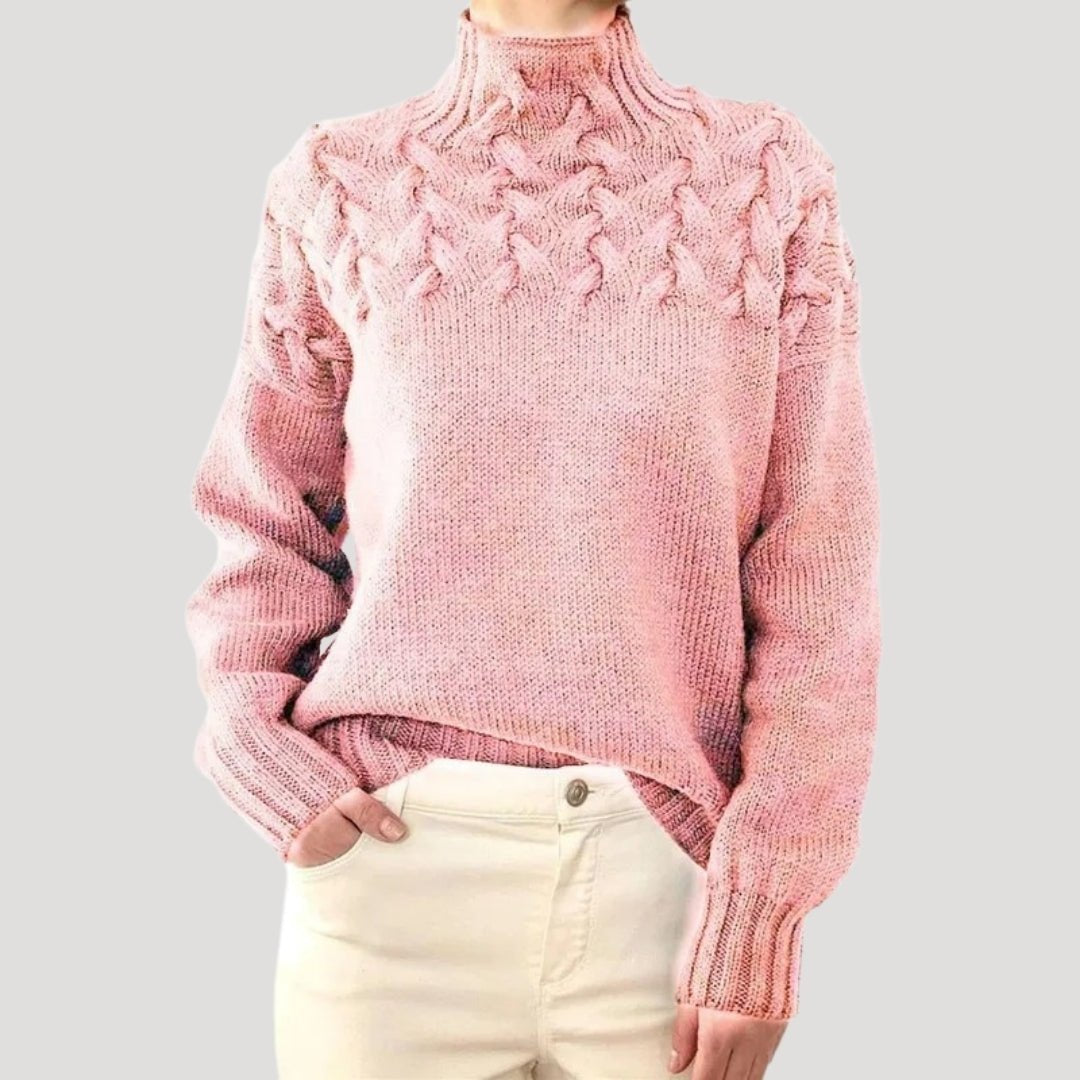 Xena - Women's Cable Knit Turtleneck Pullover Sweater - photo 3