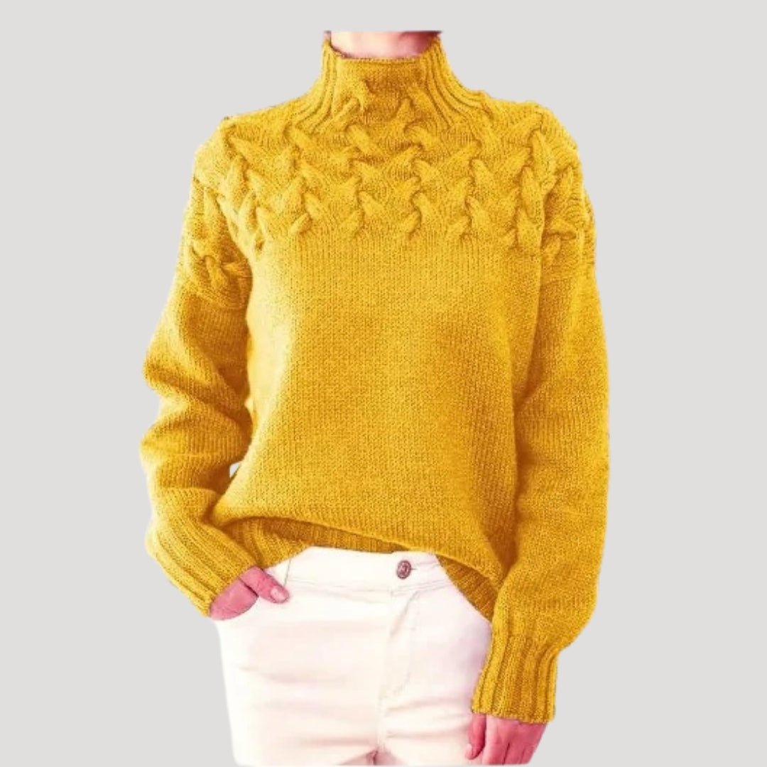 Xena - Women's Cable Knit Turtleneck Pullover Sweater - photo 5