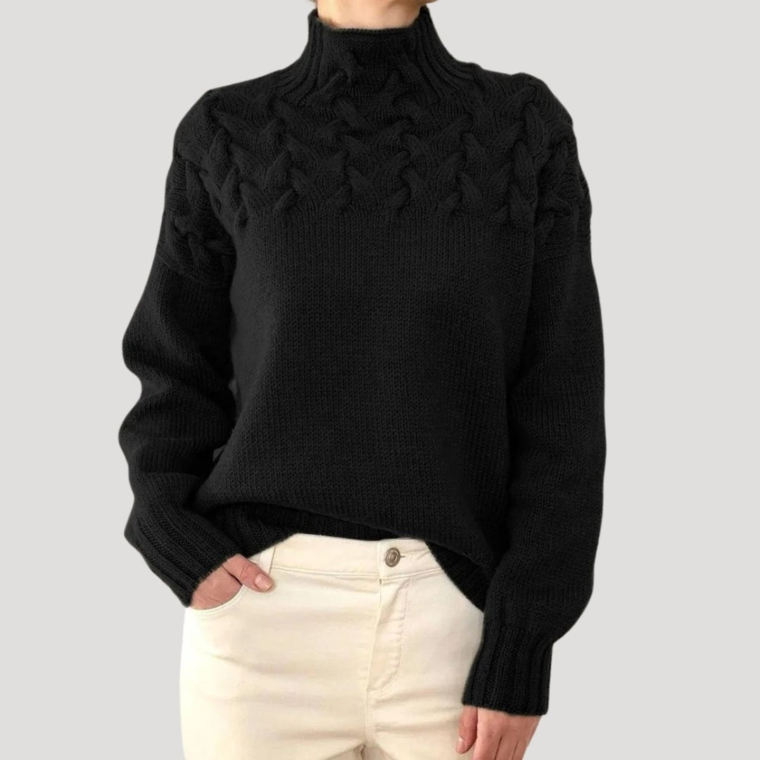 Xena - Women's Cable Knit Turtleneck Pullover Sweater - photo 6