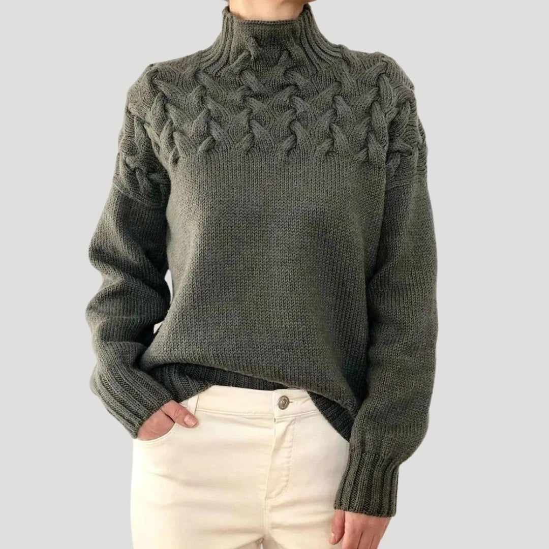 Xena - Women's Cable Knit Turtleneck Pullover Sweater - photo 7