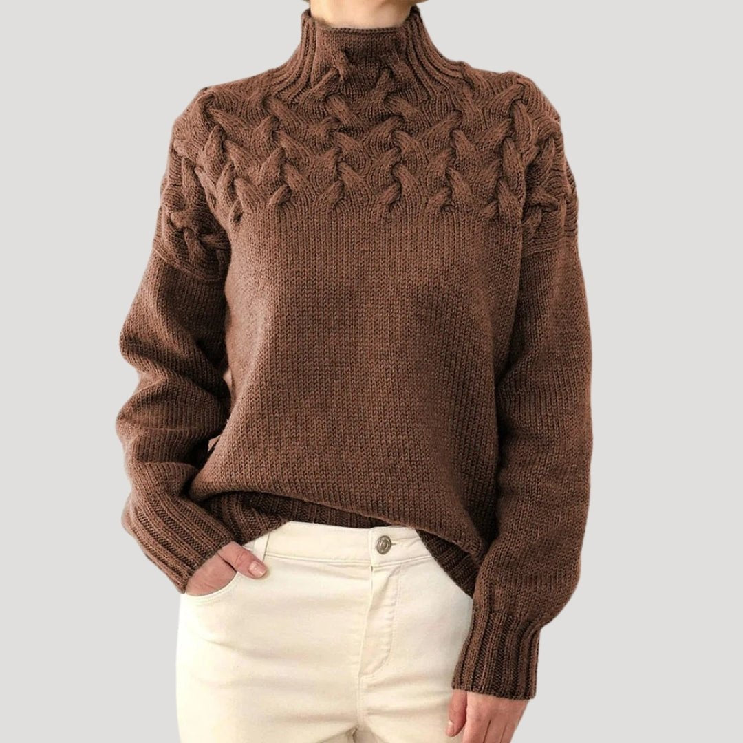 Xena - Women's Cable Knit Turtleneck Pullover Sweater - photo 8
