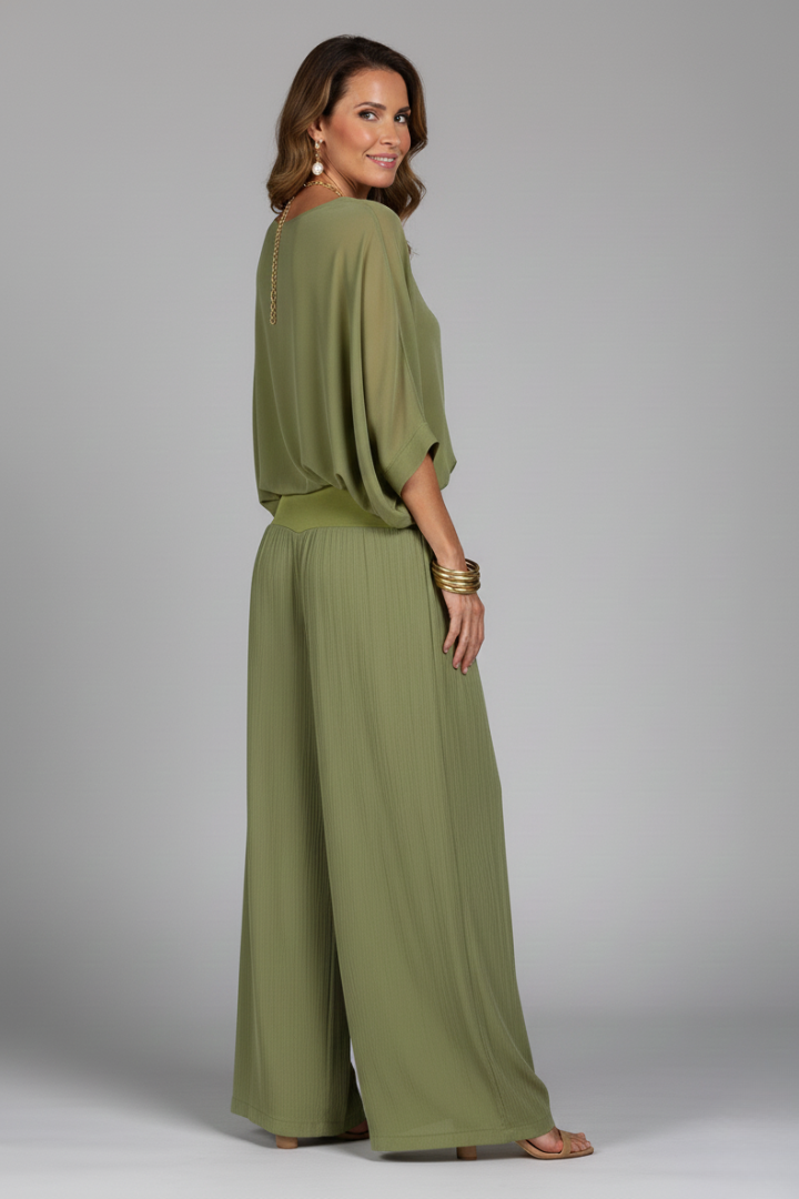 Ysabella - Women's Dolman Sleeve Top and Wide Trouser Set - photo 3