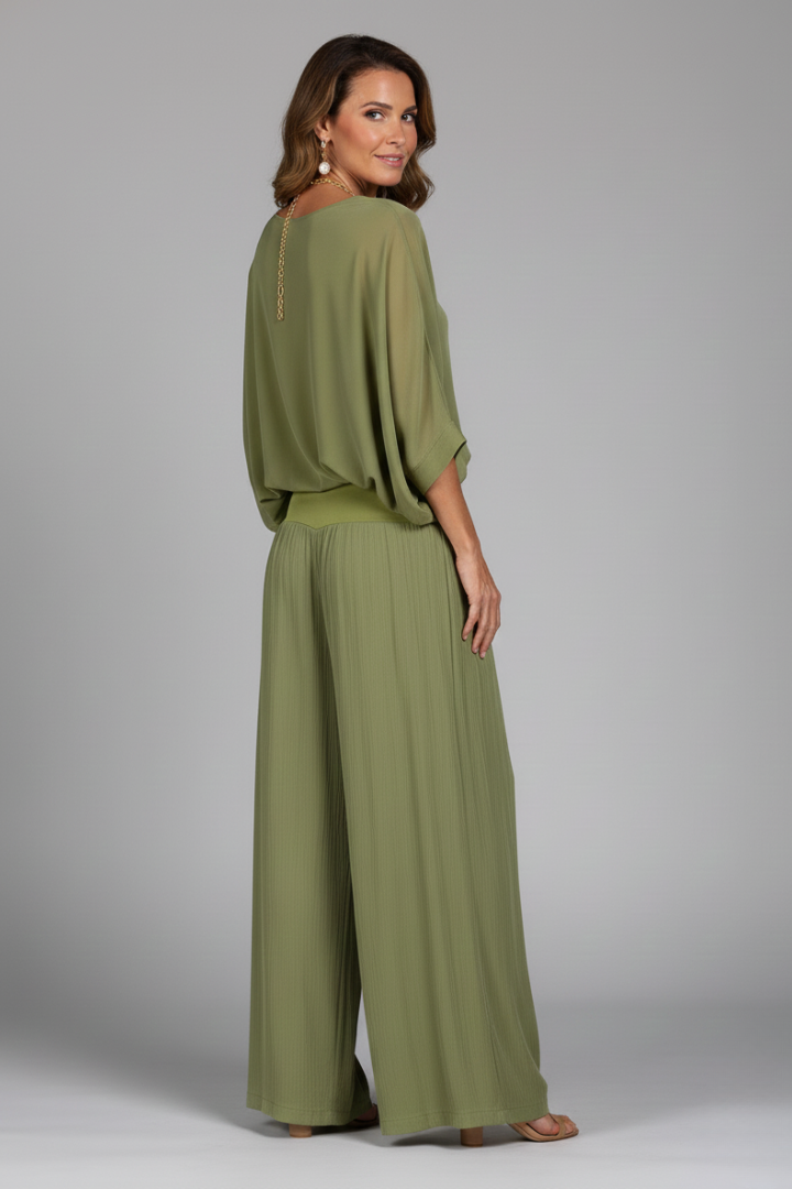Ysabella - Women's Dolman Sleeve Top and Wide Trouser Set - photo 4