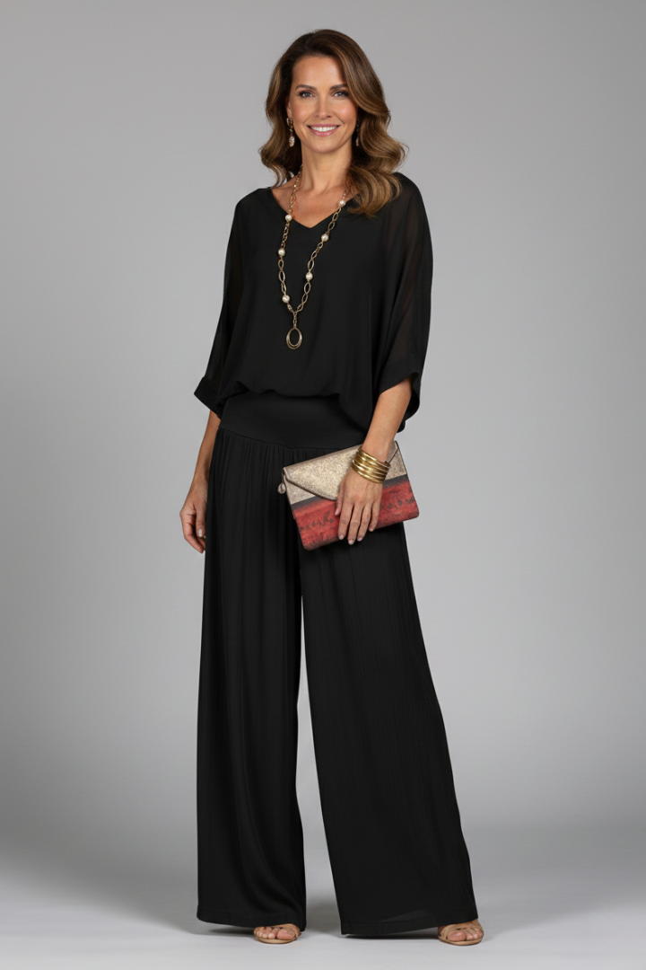 Ysabella - Women's Dolman Sleeve Top and Wide Trouser Set - photo 6
