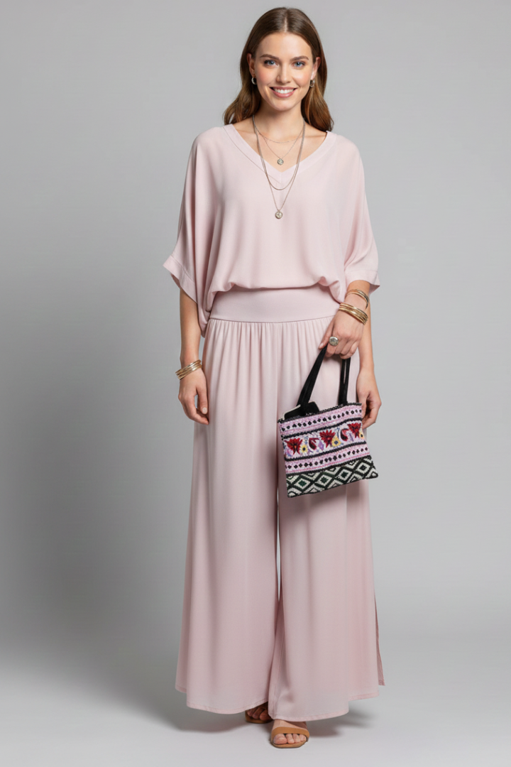 Ysabella - Women's Dolman Sleeve Top and Wide Trouser Set - photo 9