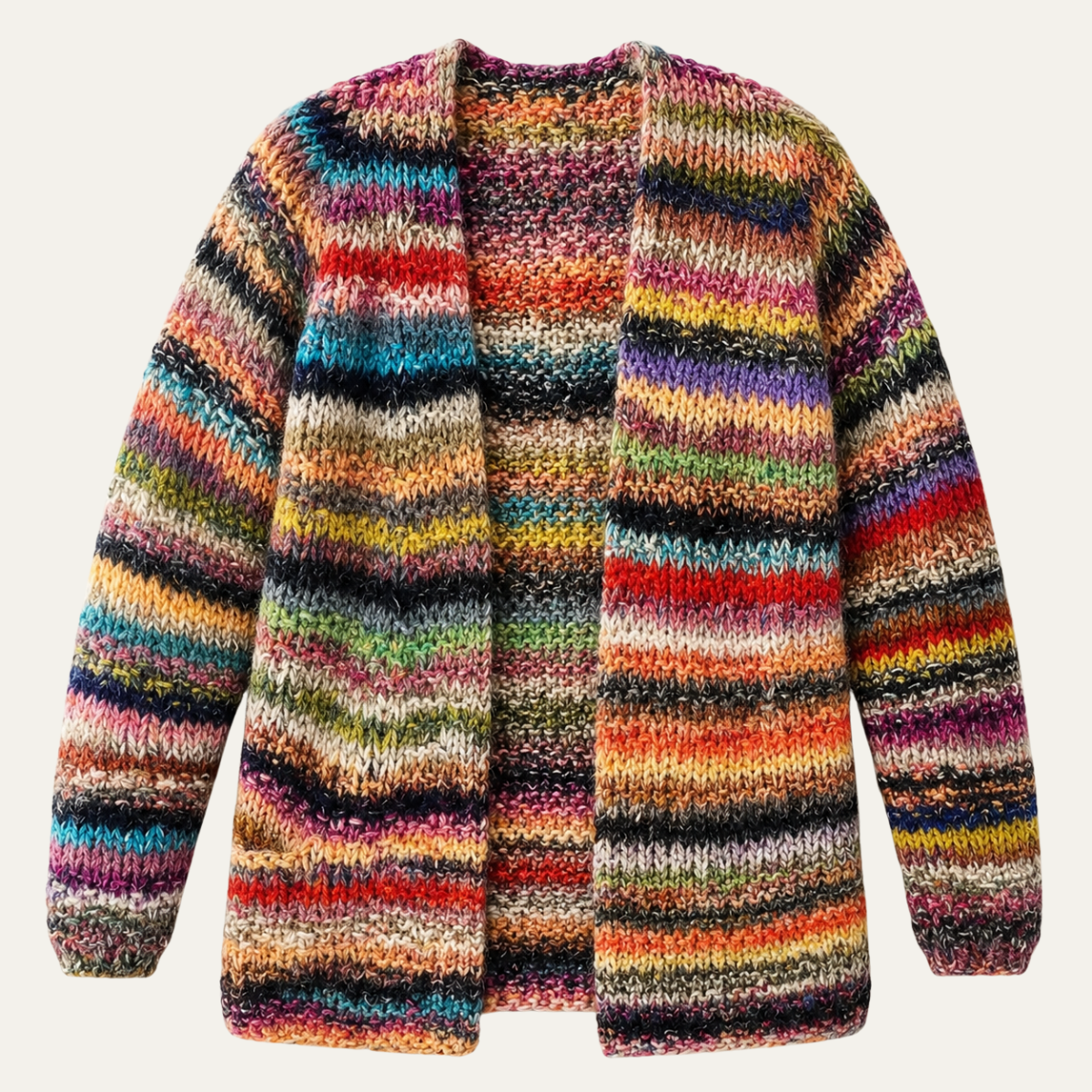 Zoey - Women's Knitted Cardigan with Stripe - photo 3